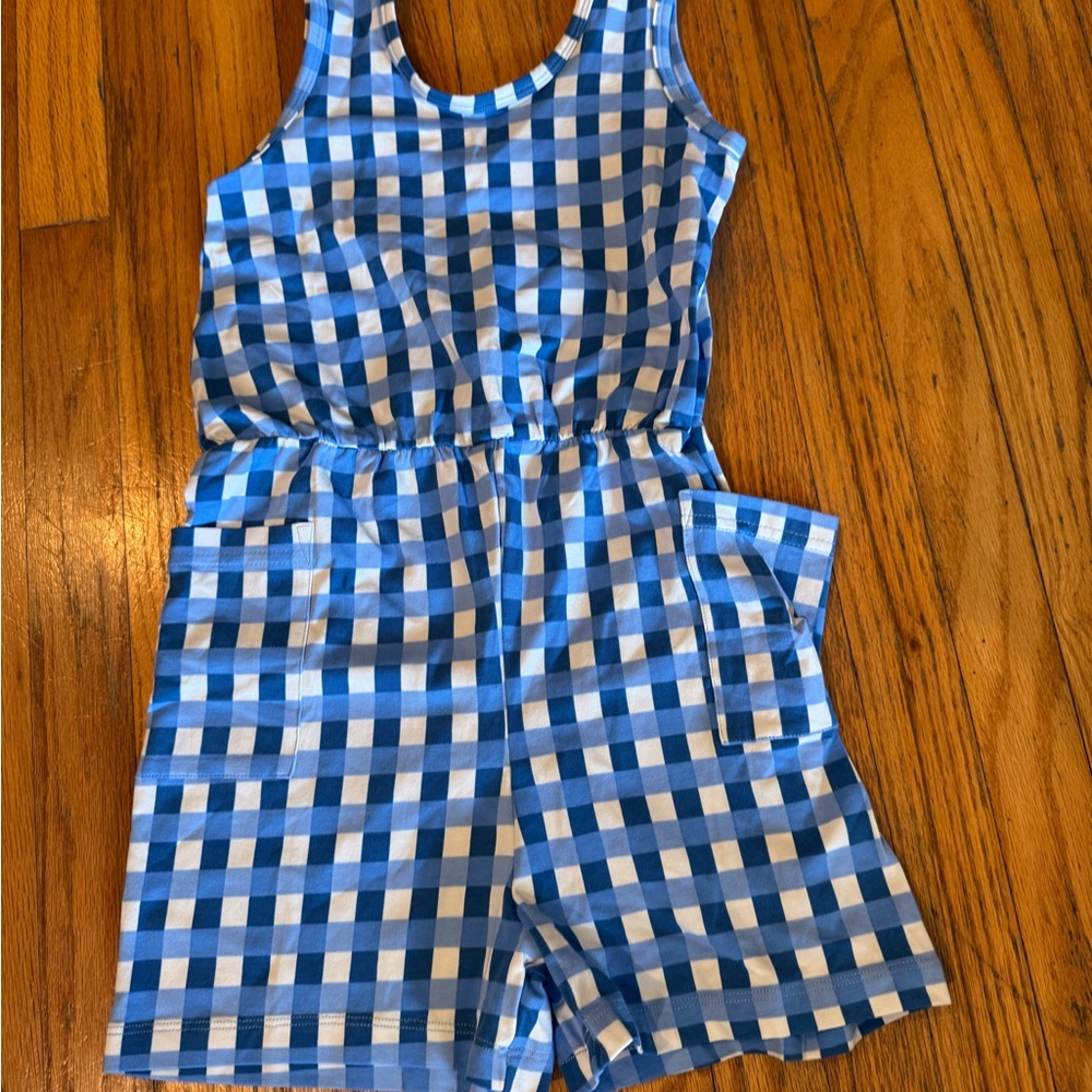 Stylish Blue and White Checkered Kids Romper